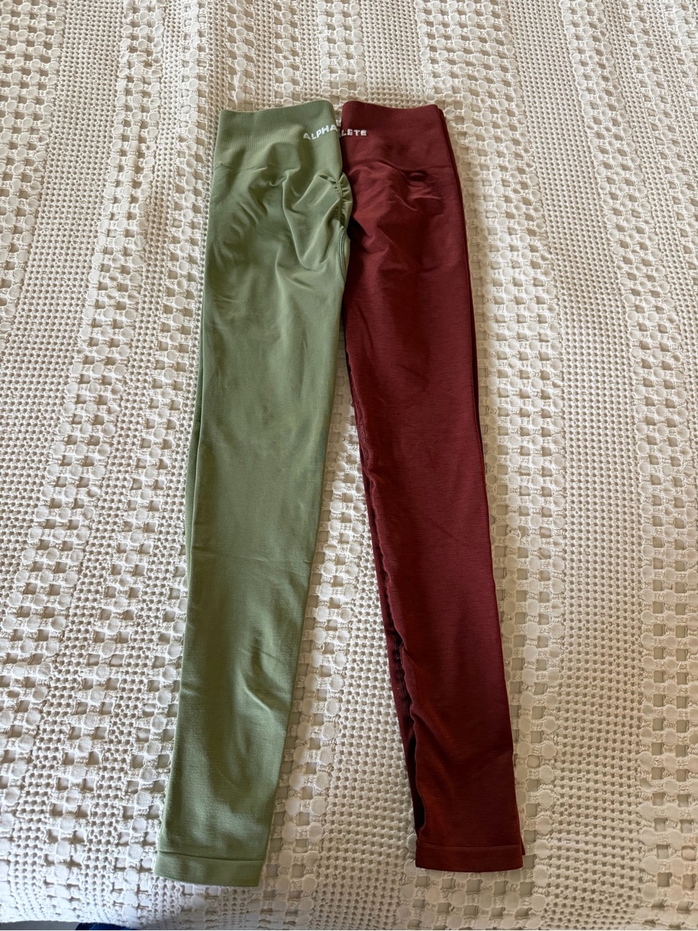 BUNDLE Alphalete Amplify Leggings — Olive & Burgundy Pair